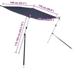 vidaXL Toldo T-Top extensión 170x170x(115-183) cm Azul Clearance
