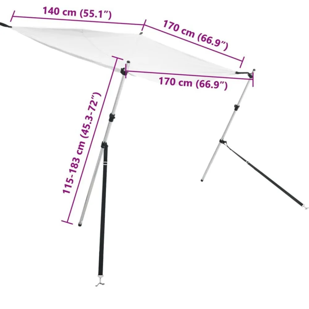 vidaXL Toldo T-Top extensión 170x170x(115-183) cm Blanco Online