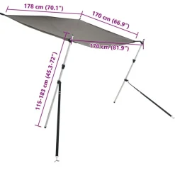 vidaXL Piezas Y Accesorios Para Vehículos-Toldo T-Top extensión gris 170x208x(115-183) cm