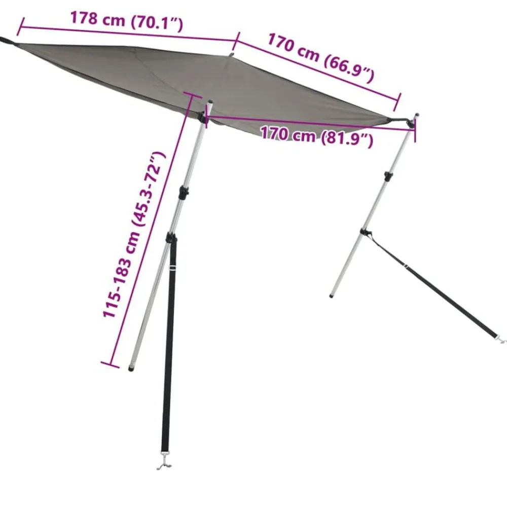 vidaXL Piezas Y Accesorios Para Vehículos-Toldo T-Top extensión gris 170x208x(115-183) cm