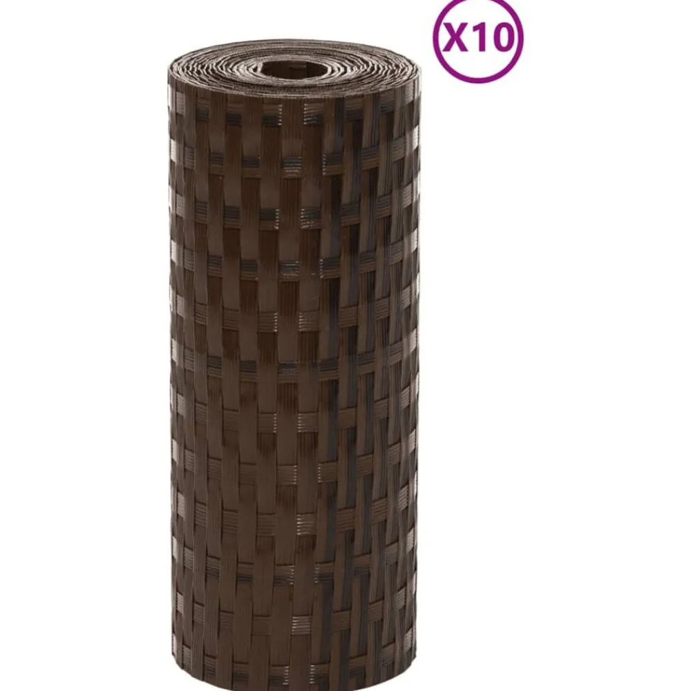 vidaXL Vallas De Jardín-Toldos de balcón 10 uds ratán sintético marrón negro 255x19 cm