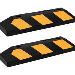 vidaXL Topes de estacionamiento reflectantes 2 unidades 56x15x10 cm Sale