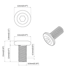 vidaXL Tornillo de Bloqueo Liso 2 pcs Plateado M6 x 12 mm Acero Hot