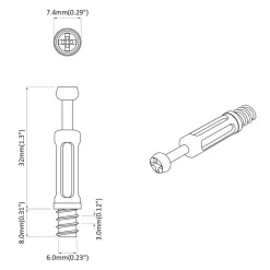 vidaXL Tornillo de Cerradura de Cajón 2 pcs Plata y Negro M6 x 40 mm