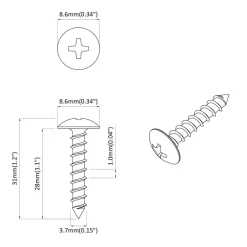 vidaXL Accesorios De Bricolaje-Tornillo de Madera 2 pcs Plateado M4 x 28 mm Hierro