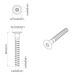 vidaXL Tornillos Confirmat 2 pcs Plateado Ø5 x 40 mm Metal Sale