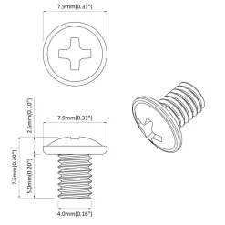 vidaXL Accesorios De Bricolaje-Tornillos de Bloqueo 2 pcs Plateado M4 x 5 mm Hierro