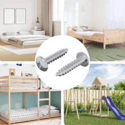 vidaXL Accesorios De Bricolaje-Tornillos de Madera 2 pcs Plateado M4 x 20 mm Acero