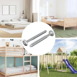 vidaXL Accesorios De Bricolaje-Tornillos de Madera 2 pcs Plateado M6 x 70 mm Acero