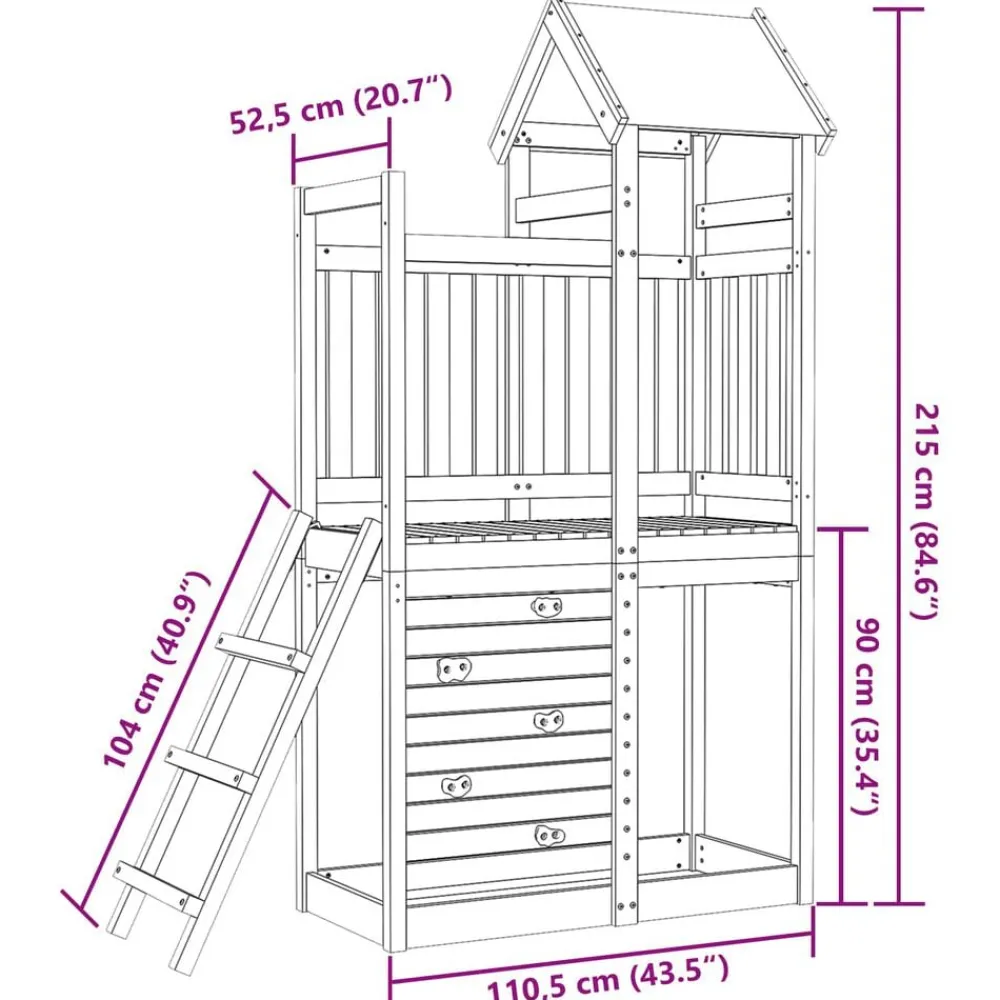 vidaXL Torre de Juego Marrón Madera de pino macizo