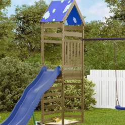 vidaXL Torre de Juego Marrón Madera Sólida Impregnada Sale