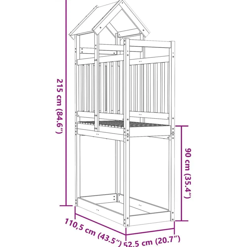 vidaXL Torre de Juego Marrón Madera Sólida de Douglas