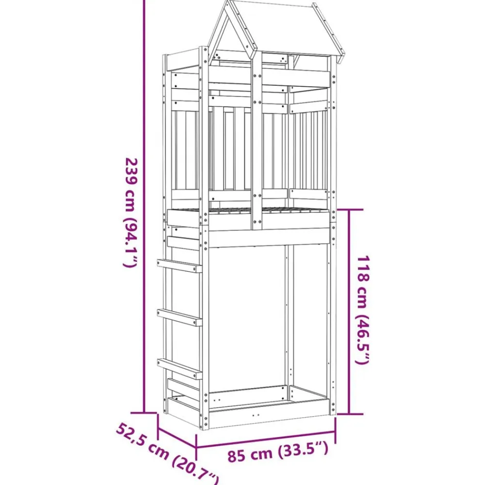 vidaXL Torre de Juego Marrón Madera Sólida de Douglas New