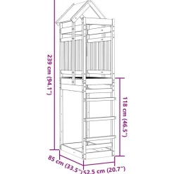 vidaXL Torre de Juego Marrón Madera Sólida Impregnada New