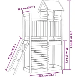 vidaXL Torre de Juego Marrón Madera Sólida Impregnada Discount