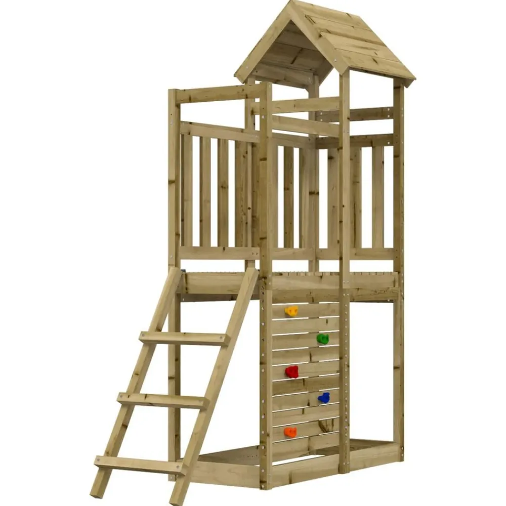 vidaXL Torre de Juego Marrón Madera Sólida Impregnada