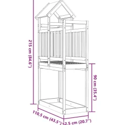 vidaXL Torre de Juego Marrón Madera Sólida Impregnada Sale