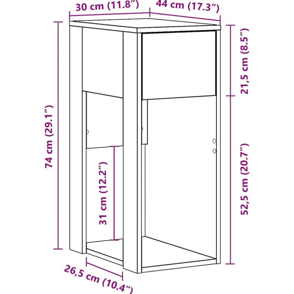 vidaXL Torre de ordenador con cajón 30x44x74 cm Negro Outlet