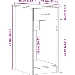 vidaXL Mobiliario De Oficina-Torre de ordenador con cajón 35x45x77 cm