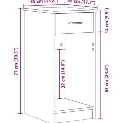 vidaXL Mobiliario De Oficina-Torre de ordenador con cajón 35x45x77 cm