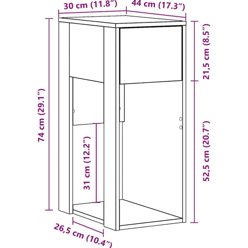 vidaXL Mobiliario De Oficina-Torre de ordenador con cajón 30x44x74 cm