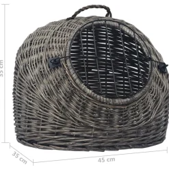 vidaXL Transportín para gatos sauce natural 45x35x35 cm Gris Online