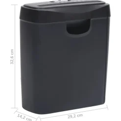 vidaXL Material De Oficina-Trituradora de papel cortadas en tiras 6 hojas negro