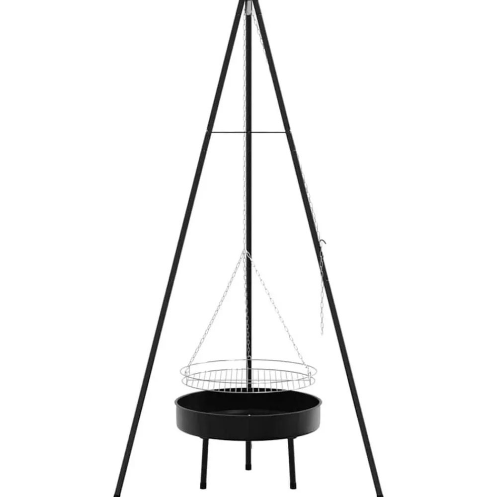 vidaXL Trípode para Fogata 3 pcs Negro Acero Online