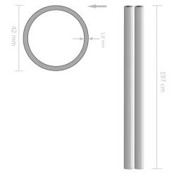 vidaXL Tubos de acero inoxidable redondos 2 unidades V2A 2 m Ø42x1,8mm Best