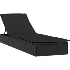 vidaXL Muebles De Jardín-Tumbona 1 ud con cojín ratán sintético 201x55x62 cm