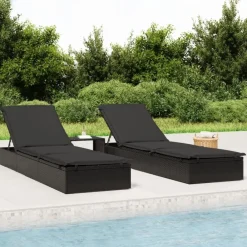 vidaXL Muebles De Jardín-Tumbona 1 ud con cojín ratán sintético 201x55x62 cm