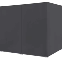 vidaXL Muebles De Jardín-Tumbona cama con cortinas de ratán sintético gris