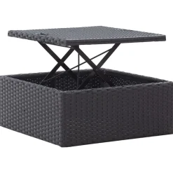 vidaXL Tumbona cama jardín techo ratán sintético Negro New