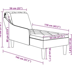 vidaXL Sillas-Tumbona con almohada reposabrazo derecho terciopelo