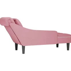 vidaXL Tumbona con almohada y reposabrazo derecho terciopelo Rosa