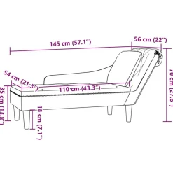 vidaXL Tumbona con almohada y reposabrazo derecho terciopelo Rosa