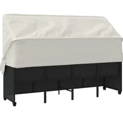 vidaXL Muebles De Jardín-Tumbona con capota y cojines ratán sintético negro