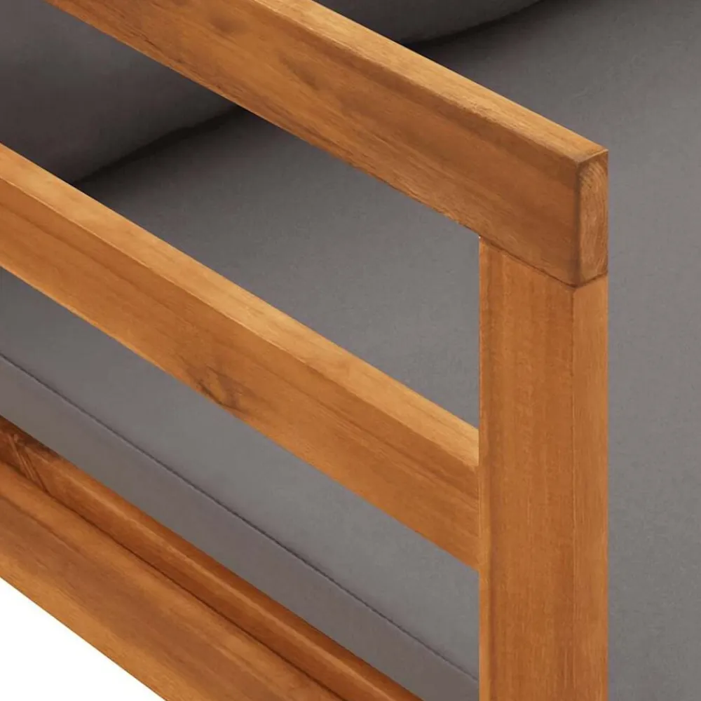 vidaXL Tumbona con cojines madera maciza de acacia Gris oscuro Clearance