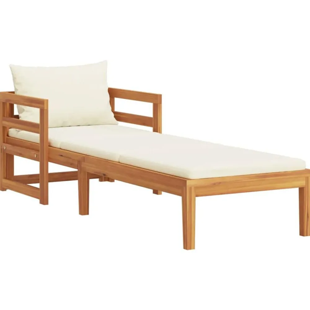 vidaXL Muebles De Jardín-Tumbona con cojines crema madera maciza de acacia