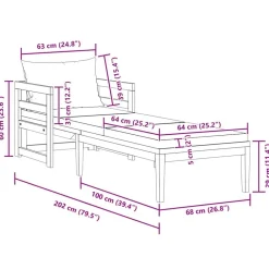 vidaXL Muebles De Jardín-Tumbona con cojines crema madera maciza de acacia