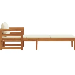 vidaXL Muebles De Jardín-Tumbona con cojines crema madera maciza de acacia