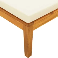 vidaXL Muebles De Jardín-Tumbona con cojines crema madera maciza de acacia