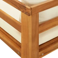 vidaXL Muebles De Jardín-Tumbona con cojines crema madera maciza de acacia