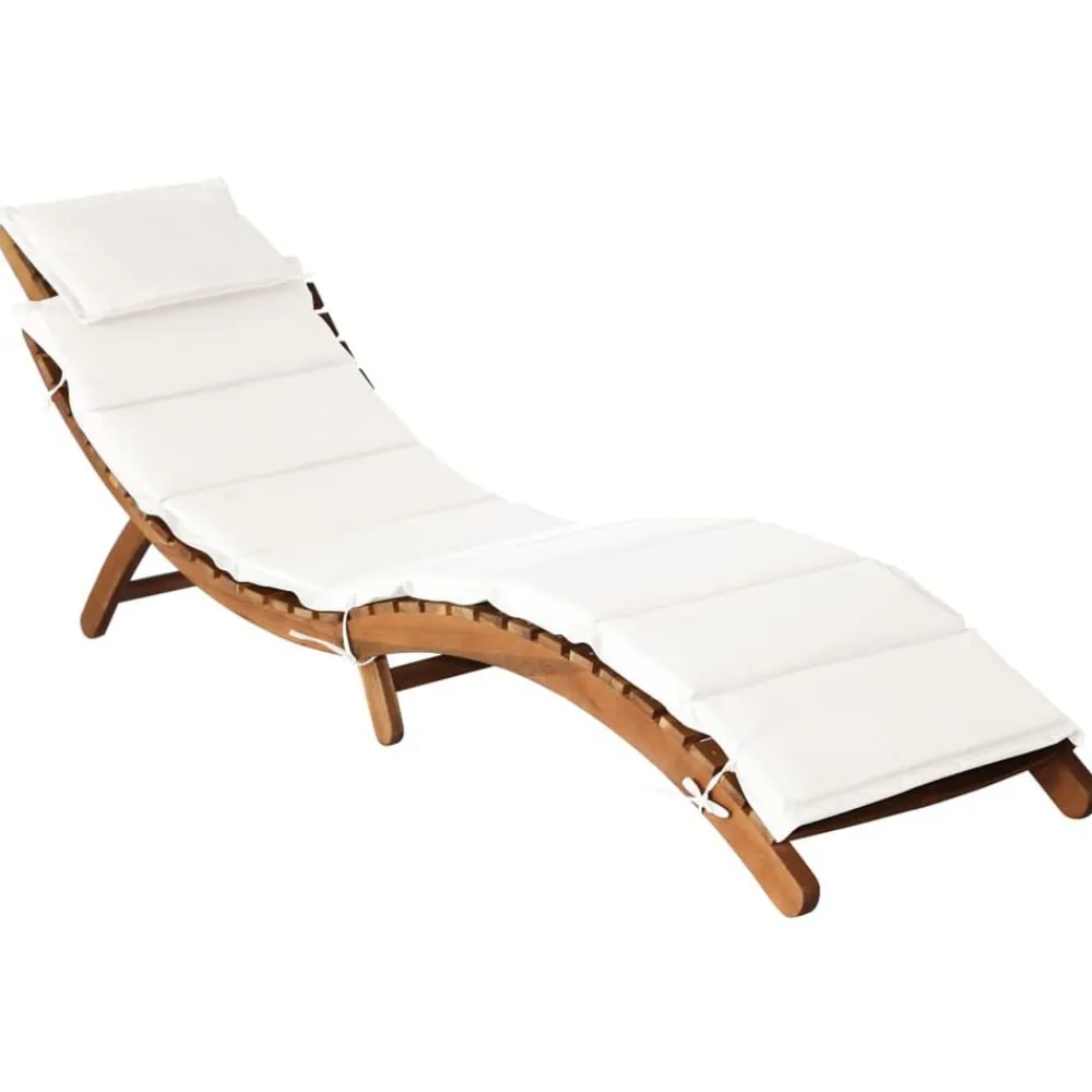 vidaXL Tumbona con cojín madera maciza de acacia color Crema