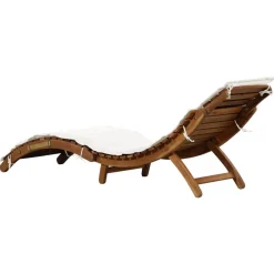 vidaXL Tumbona con cojín madera maciza de acacia color Crema