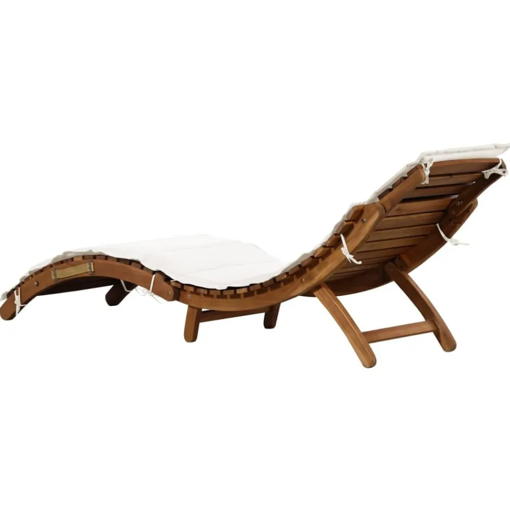 vidaXL Tumbona con cojín madera maciza de acacia color Crema
