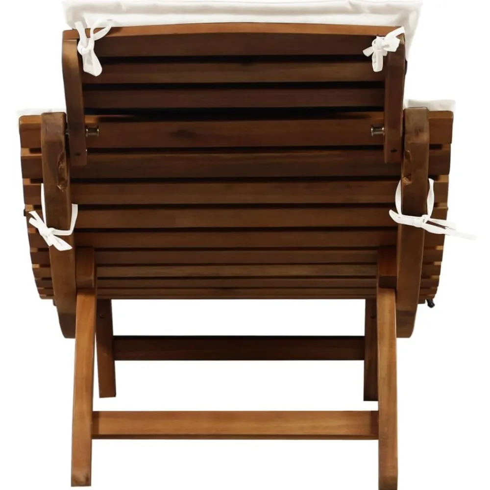 vidaXL Tumbona con cojín madera maciza de acacia color Crema