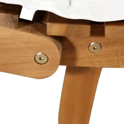 vidaXL Tumbona con cojín madera maciza de acacia color Crema
