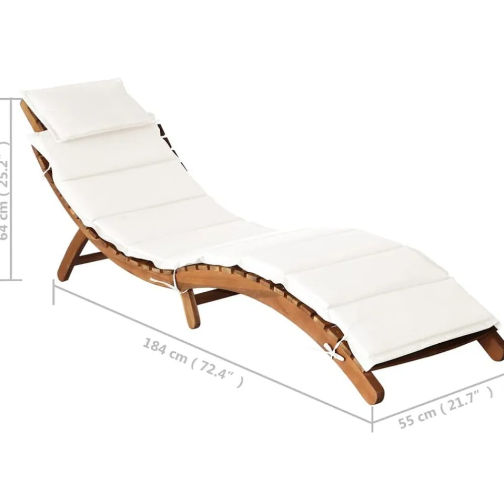 vidaXL Tumbona con cojín madera maciza de acacia color Crema