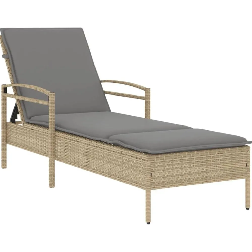 vidaXL Muebles De Jardín-Tumbona con cojín ratán sintético 63x200x81 cm